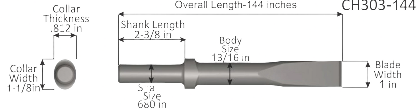 CH303-144-2 Chisel 12 Foot with 2" Blade